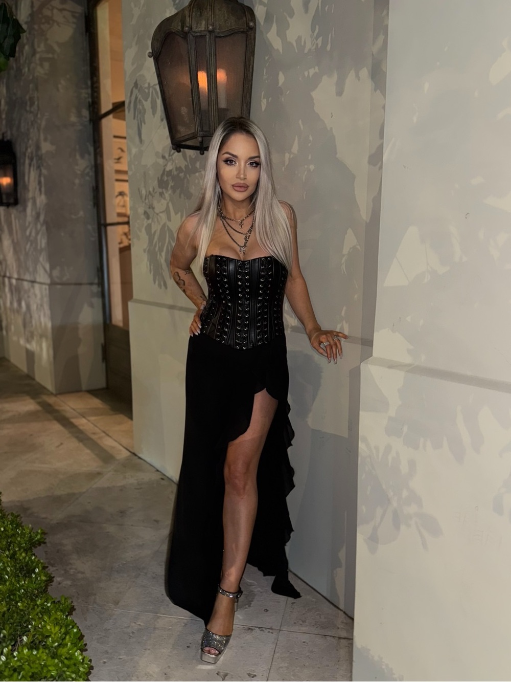 I am Gia Thana Lace Up Corset Dress Black Small